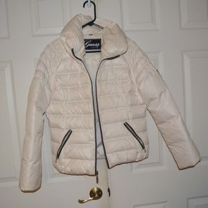 Guess Women's Puffer White Jacket - like new